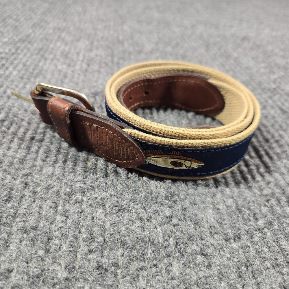 Zep-Pro Belt Mens 38 Blue Leather Cotton Webbing Fishing Outdoor Adjustable USA